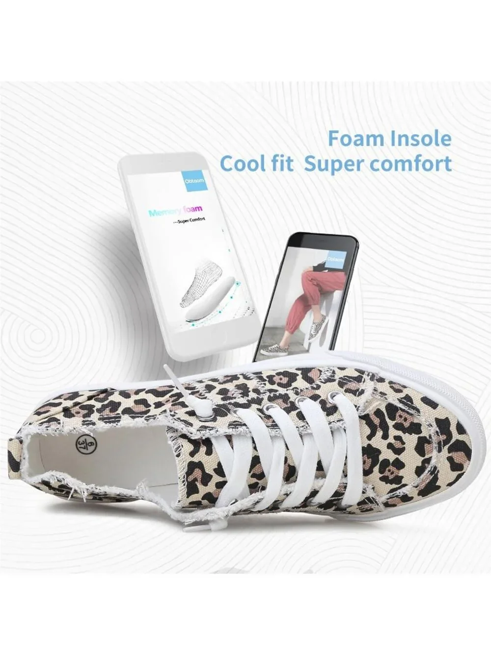 Women's Leopard Play Fashion Sneakers Washed and Leopard Canvas Slip Shoes - Picture 4 of 6